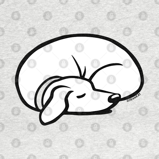 Sleeping Dog Black and White Line Drawing by Coffee Squirrel